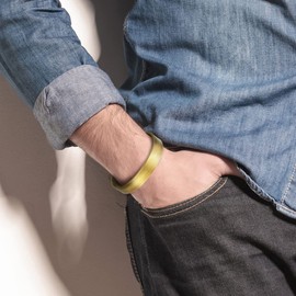 Minimalist Stainless Steel Cuff Bangle Bracelet for Men Women, Bronze Color Satin, Adjustable(CA)