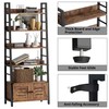 IRONCK Bookshelf with Louvered Doors, 4-Tier Ladder Shelf with Cabinet