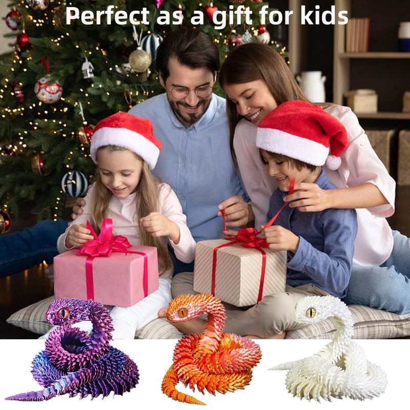 3D Printed Animals Snake Set of 3, 3D Printed Fidget