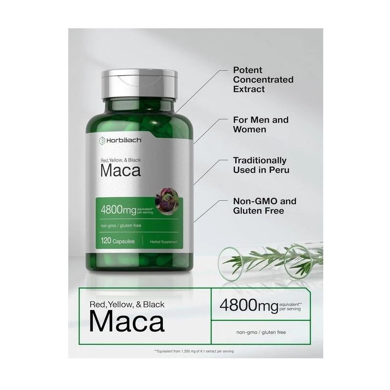 Horbäach Maca Root Capsules 4800 mg | 120 Pills |