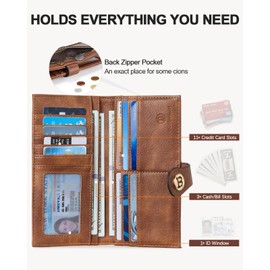 BOSTANTEN Ultra Slim Wallet Women Leather RFID Blocking Credit Card Holder Brown