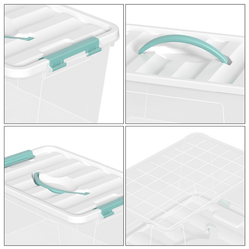 Xyskin 14 Quart Clear Storage Bins with Lid and Green