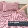 NSNLGSGC Red Gingham Twin Sheet Set, Soft Brushed Microfiber Red