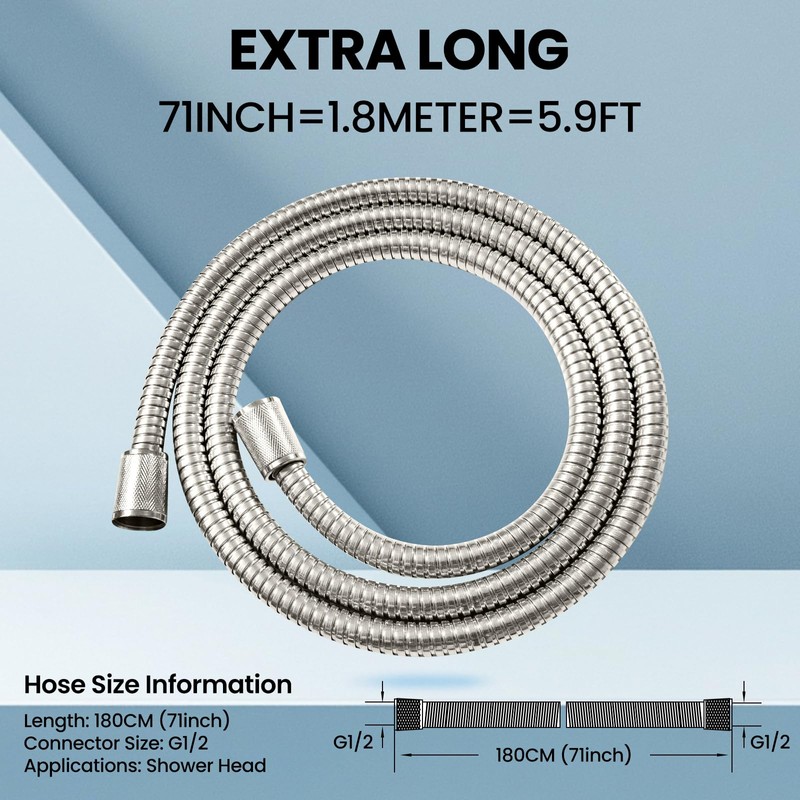 Stainless Steel Shower Hose Waysse 71 Inches Extra Long Shower