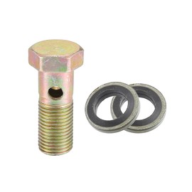 A ABSOPRO Car Turbo Brake Line Bolt Adapter M10x1.0 Thread 30mm Length Double Bolt Brake Fitting Kit for Fuel Oil System with Washers