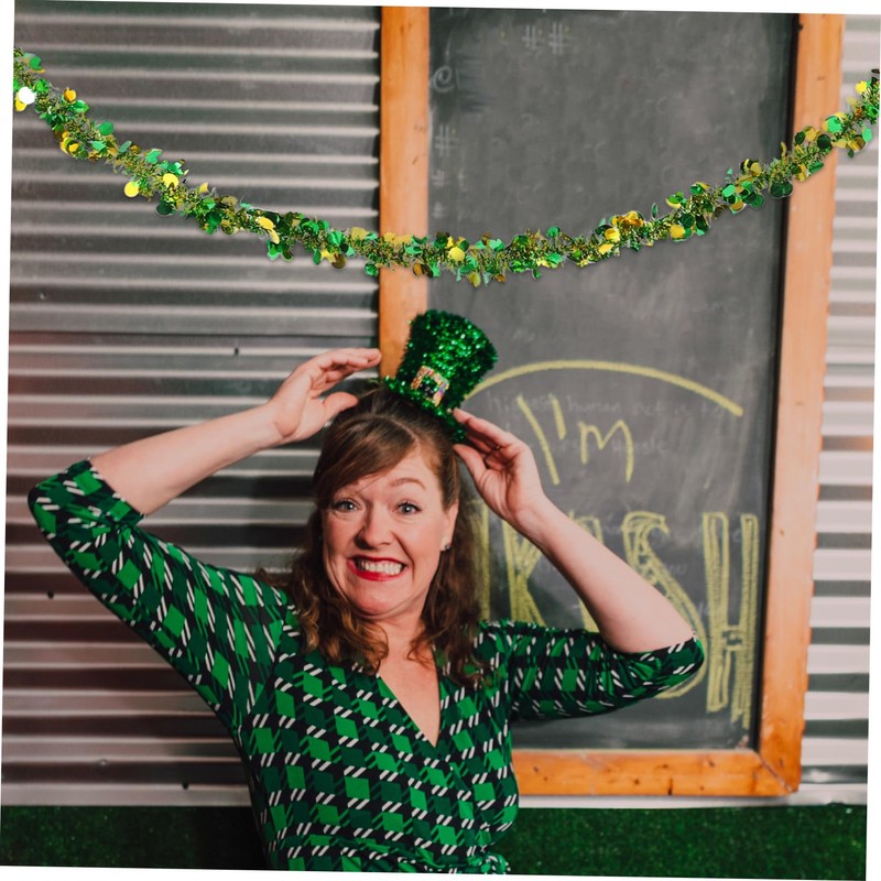 Operitacx Langlebige St. Patricks Day Lametta Girlande Grün Rund Streifen