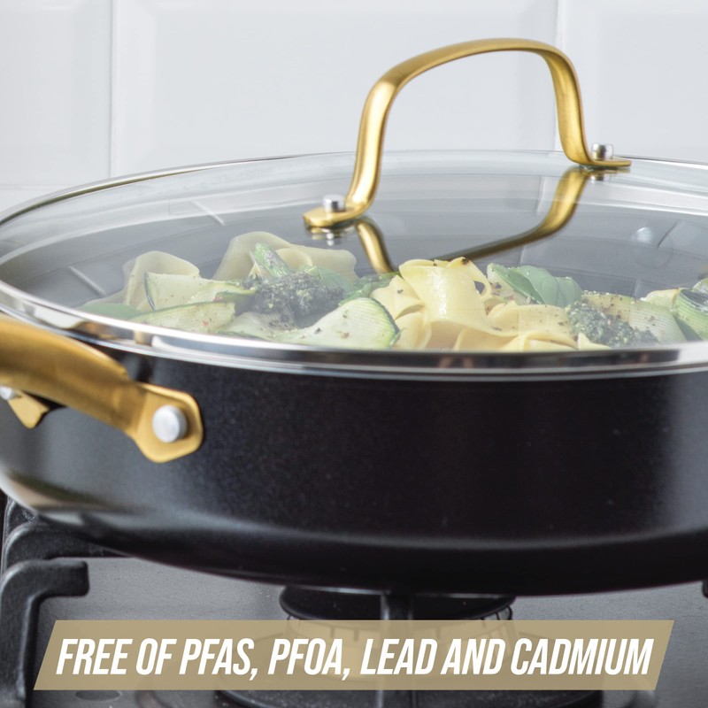 Blue Diamond 4QT Saute Pan with Lid, Non Toxic Induction