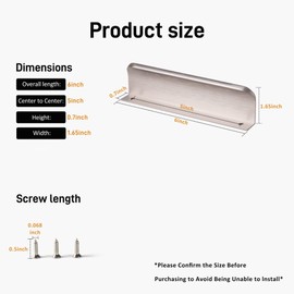 Satanga Brushed Nickel Pack of 2 Edge Finger Pulls for Cabinets Kitchen Invisible Hardware Concealed Aluminum Hidden Bar Pulls Drawer Handles Easy to Install 6 inch Overall Length