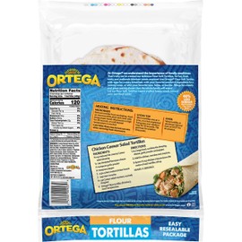 Ortega Tortillas, Flour, 8 Inch, 10 Count (Pack of 12)