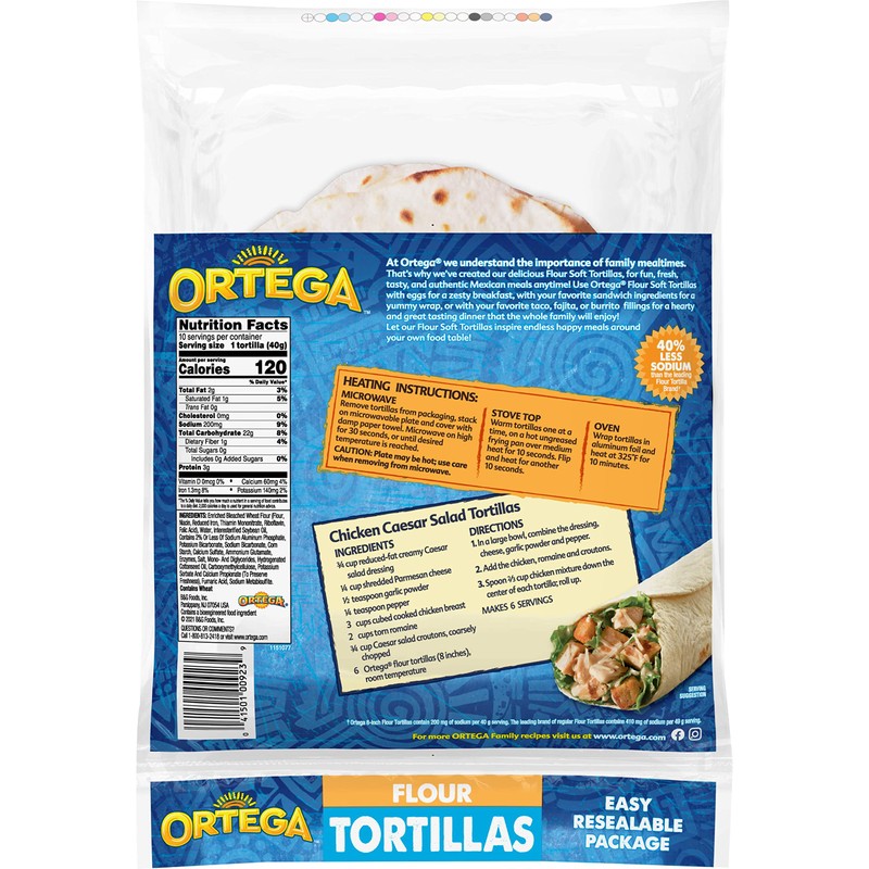 Ortega Tortillas, Flour, 8 Inch, 10 Count (Pack of 12)