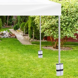 Relaxdays Gazebo Sandbags, Set of 4, Oxford Fabric, for Filling with Sand, Weighted Party Tents, Weight Bags, White