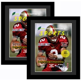 Goldfinch 2 Packs Sports Magazine Frames Displays Magazines Measuring 8 x 10.5 inches with Black Core Matting,Suitable for 1994-Current Collector's Edition Sports Magazines with Installed Hangers