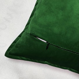 VAKADO Cushion Covers Velvet Decorative Pillow Covers With Fringe Decor Christmas Soft Square Cozy Solid Color Cushion Cases Home for Bed Bedroom Couch Car Sofa Set of 2 Dark Green,45x45