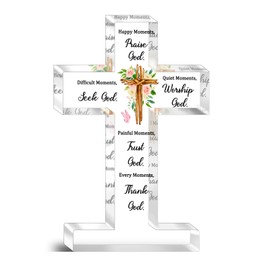 OZUEMUL Christian Gifts for Women Cross Decor Christian Desk Decor Gifts Bible Verse Gift Bible Accessories Jesus Cross Sign