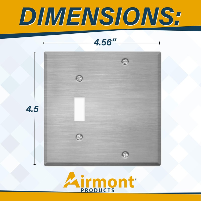 Stainless Steel Combination Switch Cover, Metal Wall Plate, 2 Gang