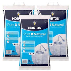 Morton Water Softener Salt, Morton Pure and Natural Solar 4 in 1 Salt Crystals for Water Softener, 40 lb Bag, 3 Pack