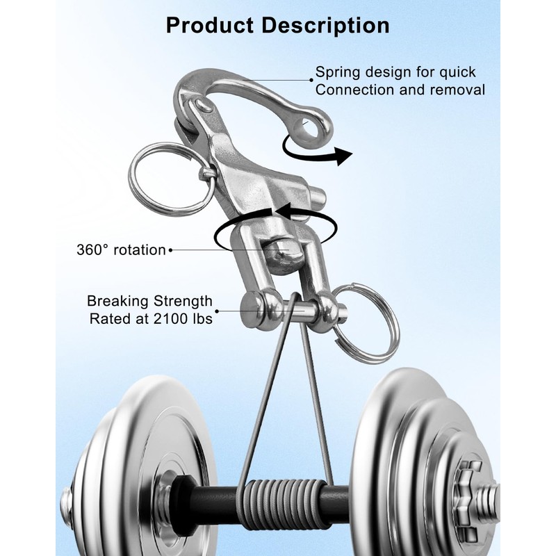 HZSIFU 4 PCS Snap Shackle 316 Stainless Steel, Swivel Jaw