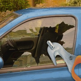 StatGear SuperVizor XT Auto Emergency Rescue Escape Tool - Seatbelt Cutter & Window Glass Breaker Hammer Survival - Mounts Right to Your Sun-Visor! Orange