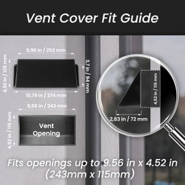 Repa Market 10 x 5 Inch Black Galvanized Steel Vent Cover - Duct Exhaust/Inlet Rain Deflector - Weatherproof Guard for Ventilation Systems/Indoor/Outdoor Vent Hood/Air Vent Grille Protection Roof