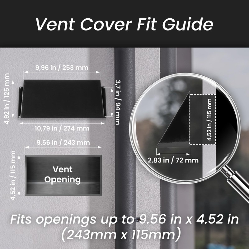 Repa Market 10 x 5 Inch Black Galvanized Steel Vent