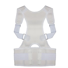 Shoulder Back Posture Support Brace - Non Restricting Fully Adjustable, Comfortable & Easy to Wear for Men and Women (M, White)