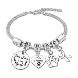 DlaeKua Pet Groomer Gifts for Women Dog Lover Bracelet Dog Grooming Gifts for Women Hairdresser Gift for Friend Dogs Lover Present Thank You Gift for Coworker Pet Bracelet Funny Dogs Groomer Present