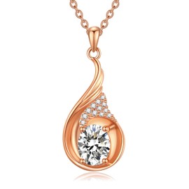 Zhi Kexin Phoenix Necklace 925 Sterling Silver Rose Gold Plated CZ Necklace I Love You Necklace Anniversary Jewelry Birthday Mothers Day Gift for Wife Mom Girlfriend with 18" +2" Chain