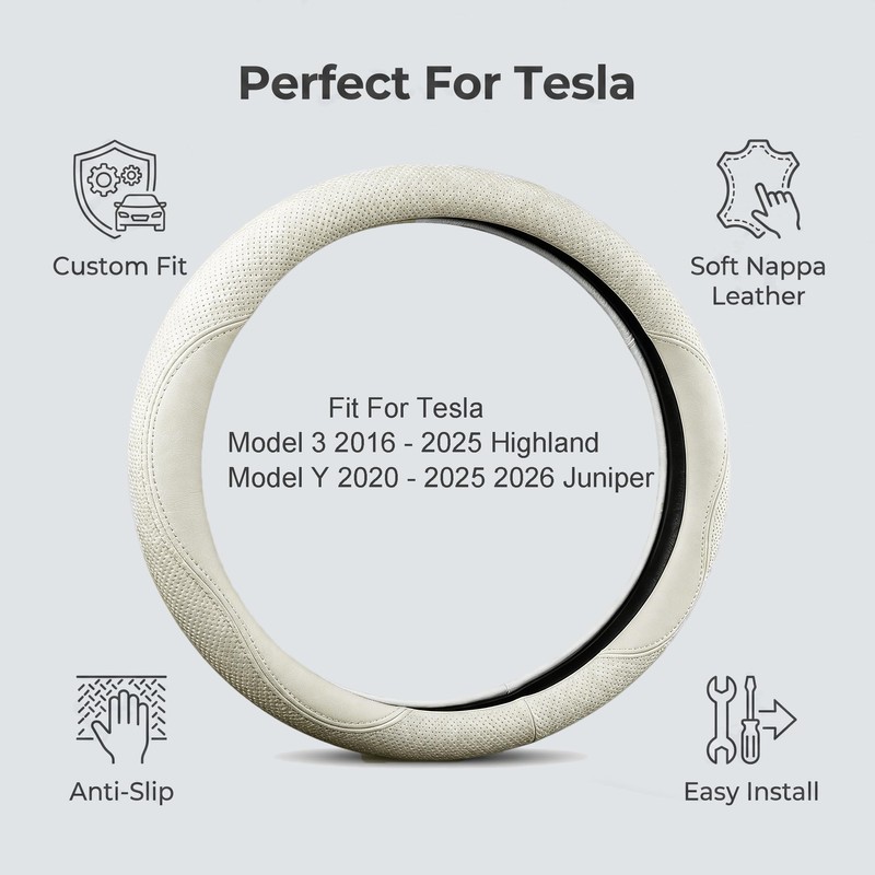 Universal Steering Wheel Cover 14.5-15 Inch, Beige