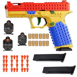 Dreamplay Shell Ejecting Toy Gun, DIY Automatic Pull Back Action Platebase Compatible with Legos Shooting Games Education Model Toy Pistol for Kids Gifts