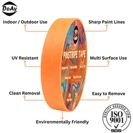 DOAY 5 Rolls Pinstripe Tape - Masking Tape 1/16", 1/8", 1/4", 1/2", 3/4" - Thin Painters Masking Automotive Tape for DIY, Car, Auto, Paint, Art, Tumblers (Orange)