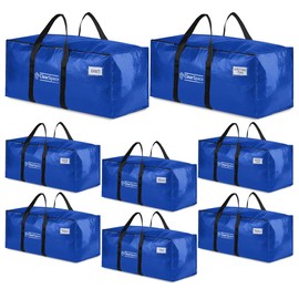 ClearSpace Heavy Duty Moving Bags or Storage Bags – Large Moving Boxes with Backpack Straps, Zippers & Handles – Perfect for Moving, College Dorm, Traveling, Camping, Christmas Decorations, 8 Pack