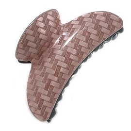 95mm Across/Large Shiny Pastel Pink Herringbone Pattern Acrylic Hair Claw/Hair Clamp