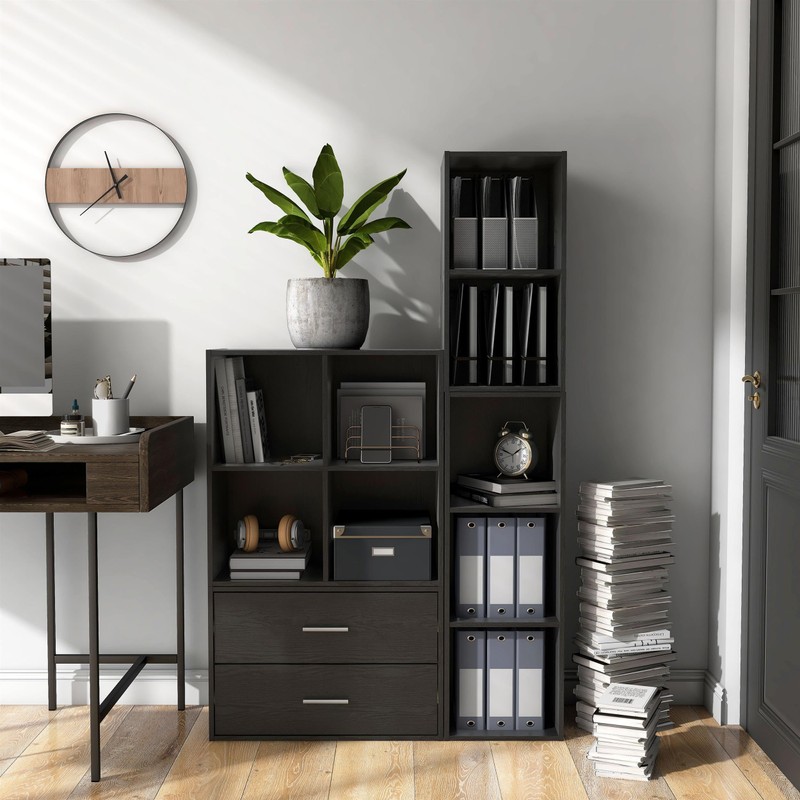Homes: Inside + Out Apexa 4-Cube Storage Organizer Shelves, Stackable