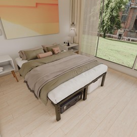 HOBINCHE 12 Inch Queen Size Bed Frame - No Box Spring Needed Heavy Duty Metal Platform Mattress Foundation with Steel Slats, Non-Slip Noise Free Easy Assembly Black Bedframes