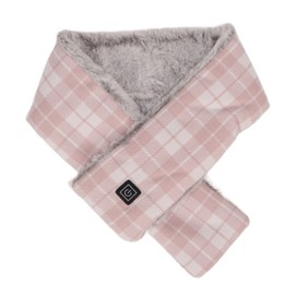 Heating Scarf Washable Adjustable Gears Soft Warm USB Electric Heated Scarf for Skiing Fishing Outdoor Pink Grid