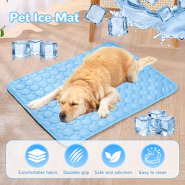 Haokelai Dog Cooling Mat, 2025 New Cooling Mat for Dogs, Durable Pet Cool Mat, No Need to Refrigerate or Freeze, Cool Mat Great for Dogs and Cats in Hot Summer (Blue, M)