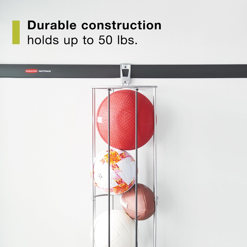 Rubbermaid Garage FastTrack Vertical Ball Rack Satin Nickel Wall Mounted