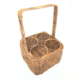 Flaschenkorb, Water Hyacinth Bottle Carrier for 4 Bottles
