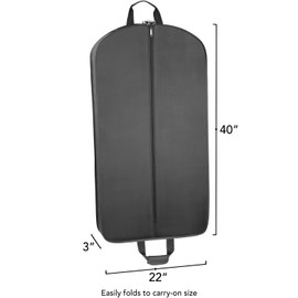WallyBags Deluxe Travel Garment Bag with Two Pockets, Black 930, 40-inch