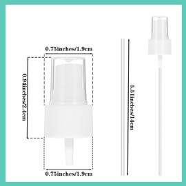 10 Pack Spray Bottle Top, Fine Mist Nozzle Sprayer Tops Replacement with Dip Tube, Replacement Plastic Pump for Essential Oil, Fine Mist White 24/410 Cap Size