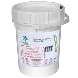 EZ on the Earth - Dry Cell Battery Recycling Container Kit - 1 Gallon Battery Recycling Pail - Pre-Paid/Mail-Back Recycle kit That Holds up to 13.2 lbs Batteries - Recycling Pail with Cardboard Box