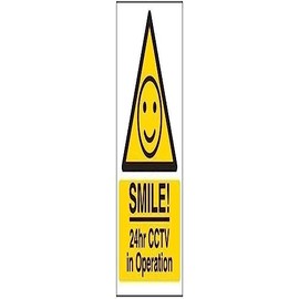 VSafety SMILE! 24hr CCTV in Operation Sign - 150mm x 200mm - 1mm Rigid Plastic