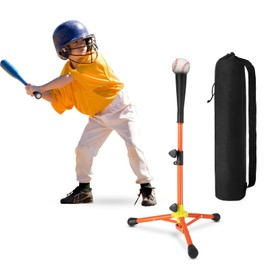 Baseball Tee For Kids, Easy Adjustable Batting Tee From 20.85 to 31.30 Inches. 1 PC Orange Foldable Baseball Tees for Hitting with Portable Bag. Softball Tee for Children Aged 3-10 Baseball Training