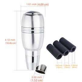 Arenbel Automatic Shifter Knob Push Button Gear Head Aluminum Car Shift Lever Handle Fit Most Manual Auto Vehicles, Silver