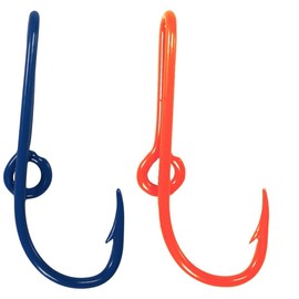 BT Outdoors Custom Colored Eagle Claw Hat Fish Hooks for Cap -Set of Two Hat pins- One Blue and One Bright Orange Hat Hook Money/Tie Clasp
