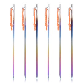 Boundless Voyage Titanium Pegs, Solid, Strong, 7.9/9.4 inches (20/24 cm), Titanium Alloy, Tent/Tarp Peg, Outdoors, Camping, Forged Pegs, Setup Tools, Baked Color, 13.8 inches (35 cm), Set of 6