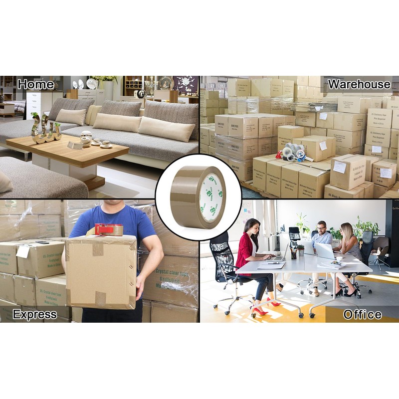 BOMEI PACK 6 Rolls Silent Brown Packing Tape, 1.88" x