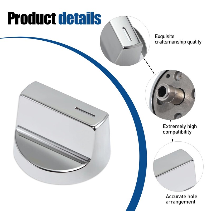 WFhuaye Silver Gas Range Knob Set (4-Pack) - Compatible with