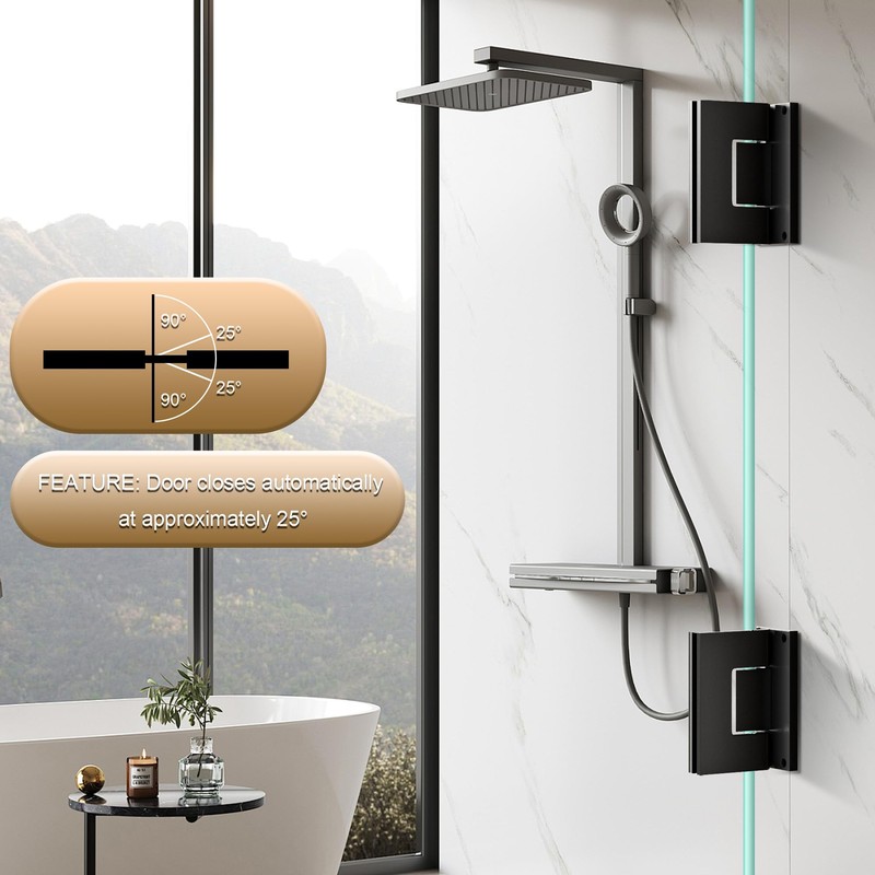 Alise Glass Shower Door Hinges, 90 Degree Hinges for Bathroom