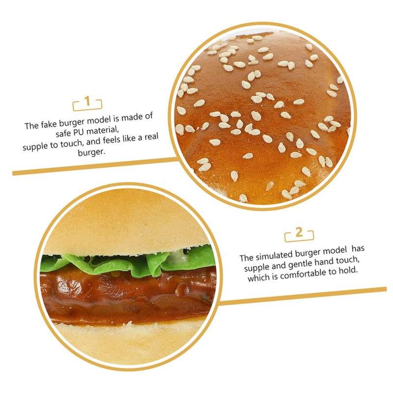 Kisangel 2pcs Realistic Simulation Burger Model Artificial Bread for Boys